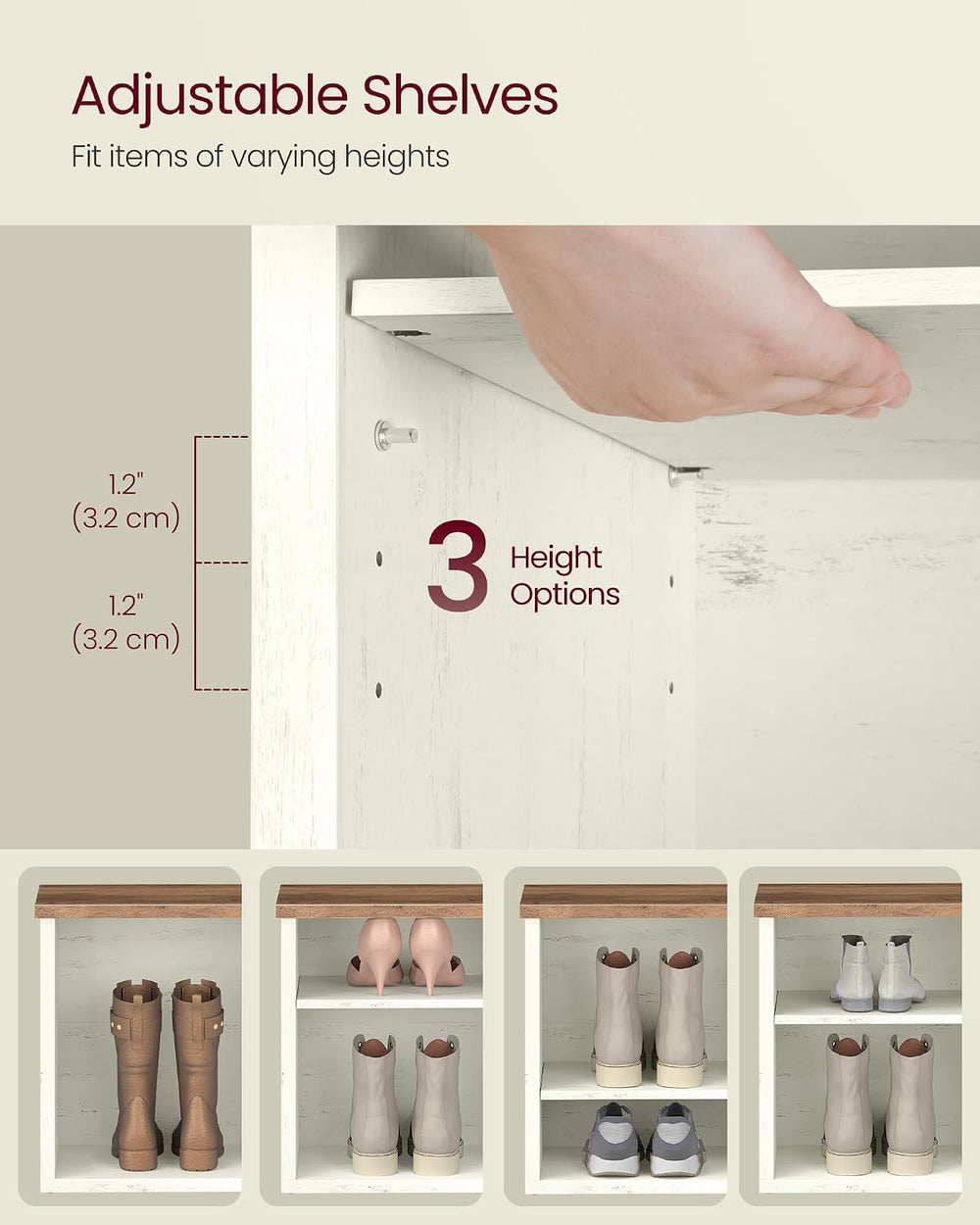 VASAGLE Shoe Bench, Storage Bench, 11.6 x 39.4 x 19.7 Inches | 6 Compartments...