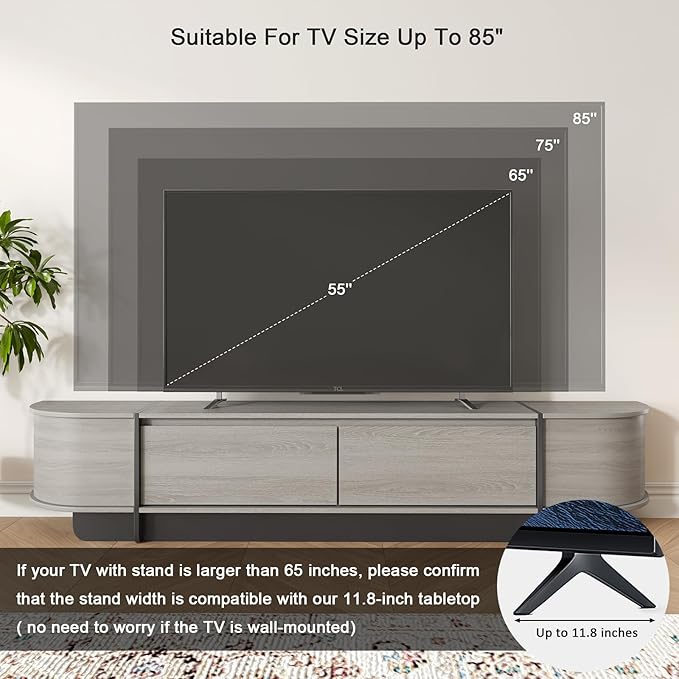 78.7'' Modern TV Stand for 55-85 Inch, Long Wooden TV Console with Drawers, Modern Entertainment Center with Large Storage, Curved Round Edge Media Cabinet for Living Room, Bedroom, (Grey)