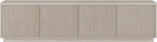 Henn&Hart Fluted TV Stand for TVs up to 85" with 2 Concealed Ribbed Storage Cabinets and Adjustable Shelves for Living Room, Family Room, or Office, Beech White