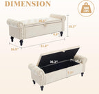 Howjoe 51" Bedroom Storage Bench, End of Bed Bench, Chenille Upholstered Benches, Ottoman with Storage, Window Benches with Rolled Arm and Nailhead Trim for Living Room, Entryway, Beige