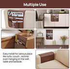 Teniux Remote Control Holder Faux Leather Armrest Organizer with 6 Pockets for Recliner Couch Sofa, Armchair Caddy for Smart Phone, Book, Magazines, Ipad, Remotes (Brown)