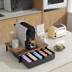 Coffee Pods Drawer Organizer Compatible with Nespresso Vertuo Pods Holds Up to 60 Small or 40 Large (Wood)