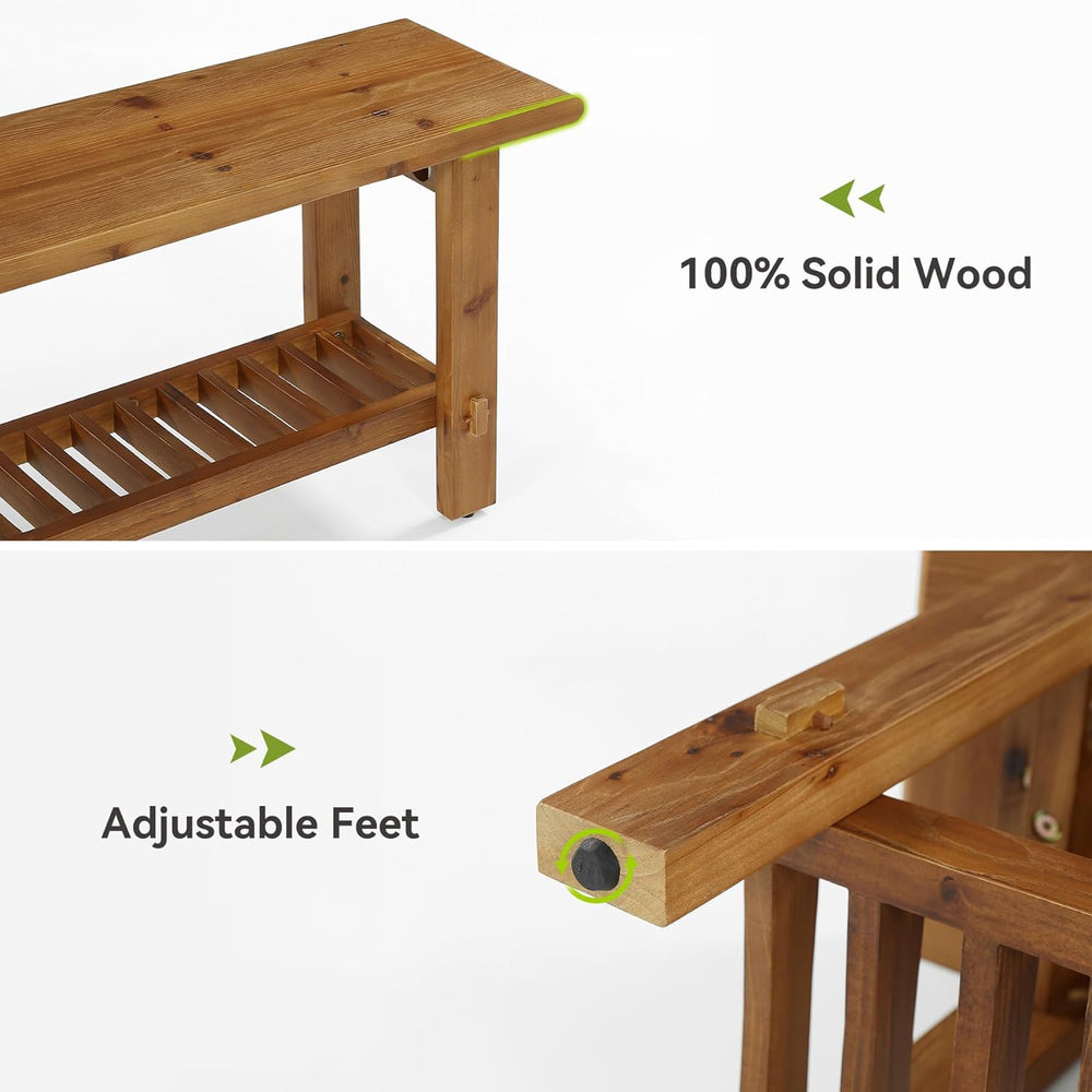 LITTLE TREE Solid Wood Entryway Shoe Bench, 63" Farmhouse Narrow End of ...