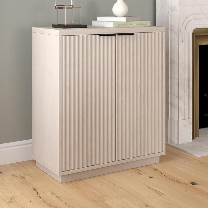 Henn&Hart 28" Wide Rectangular Accent Cabinet in Alder White, for Home, Living Room, Bedroom, Entertainment Room, Office