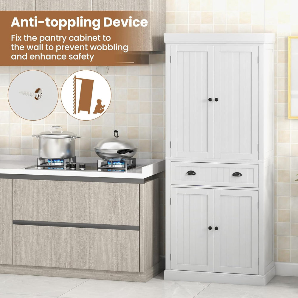 Giantex Pantry Organizers and Storage, 72" Tall Kitchen Cabinet with 2-D...