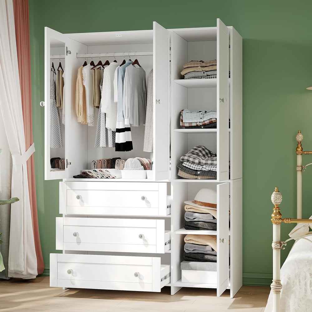 VOWNER 71" Armoire Wardrobe Closet with 3 Drawers and Mirror | Clothing ...