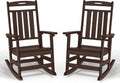 Oversized HDPE Outdoor Rocking Chair Set of 2, All-Weather, Coffee | Heavy Duty Patio Rockers with High Back, Extra Large & Extra Wide, Supports up to 380lbs, Perfect for Porch, Lawn, Garden
