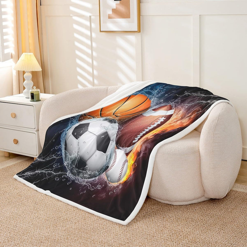 Erosebridal Sports Ball Sherpa Throw Blanket 40"x50"