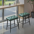 STOOLINK Bar Stools Set of 2, 24 Inch Counter Height Bar Stool for Kitchen Island, Modern Bar Hight Stools with Sturdy Metal Base and Thickened Saddle Cushion, 330Lbs, Green