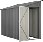 Outdoor Metal Storage Shed 4 x 8 ft, Garden Shed Lean to shed for Bike, Tool Outside Shed with Floor Base, Lock, Door for Backyard, Patio, Lawn, Grey