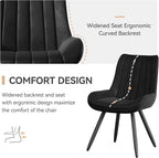 Dining Chairs Set of 6, Faux Leather Mid Century Modern Kitchen Chairs with Soft Cushion, Comfortable Upholstered Dining Room Chairs for Kitchen, Black