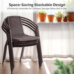 VINGLI PE Rattan Outdoor Dining Chairs Set of 4, Brown