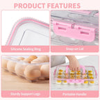 Deviled Egg Containers with Lid and Handle, Durable Clear Plastic Deviled Egg Carrier Storage 24 Eggs, Stackable Egg Holder for Fridge, Portable Tray Platter for Party & Picnics-1 Pack Pink