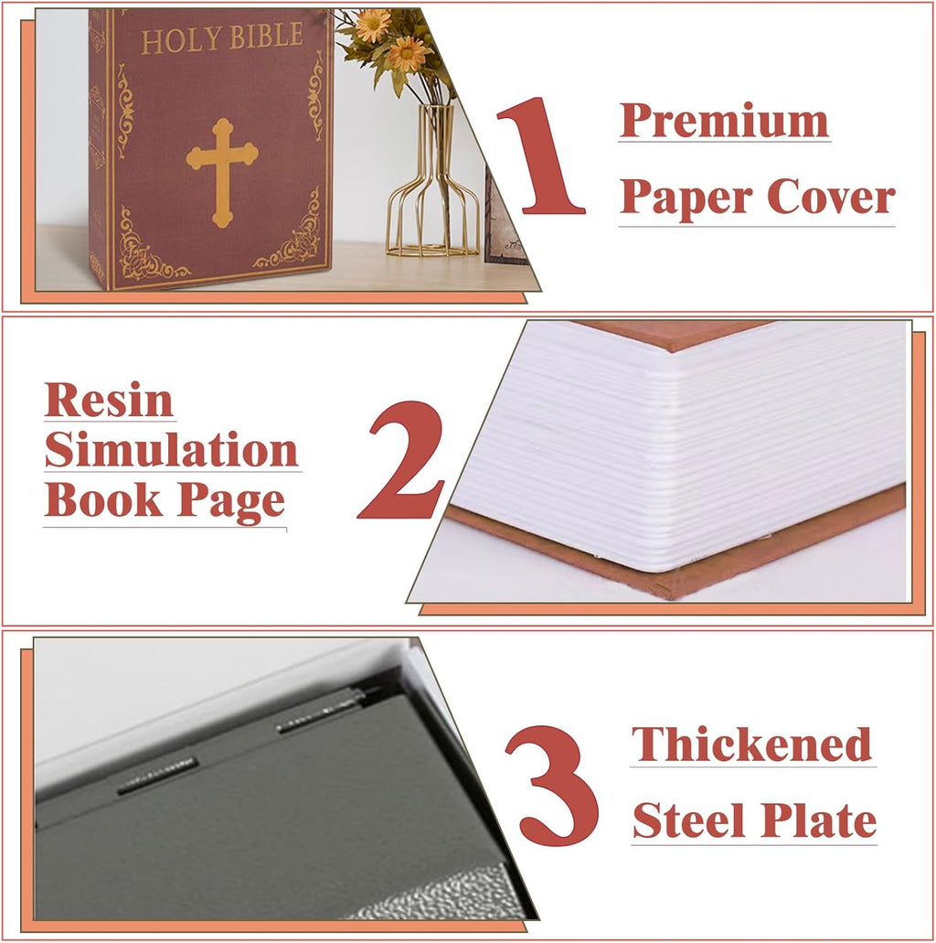 Book Safe Box with Combination Lock, Diversion Safe Vintage Faux Book Hidden Safe for Decoration, Secret Book Safe Storage Box for Home Office Café Bookshelf Decor (9.5"×6"×2.2"）