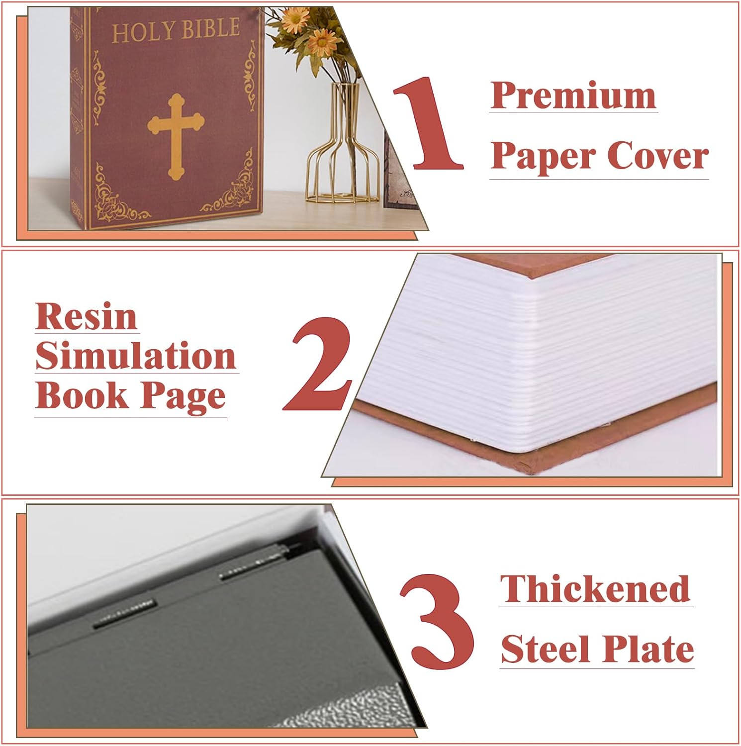 Book Safe Box with Combination Lock, Diversion Safe Vintage Faux Book Hidden Safe for Decoration, Secret Book Safe Storage Box for Home Office Café Bookshelf Decor (9.5"×6"×2.2"）