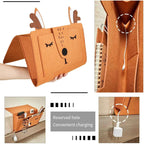 Bedside Storage Caddy Hanging Organizer Bag, Book Magazine Holder, for Magazine, Tablet, Phone, Remotes Glasses, Cute Christmas Elk Design, Brown