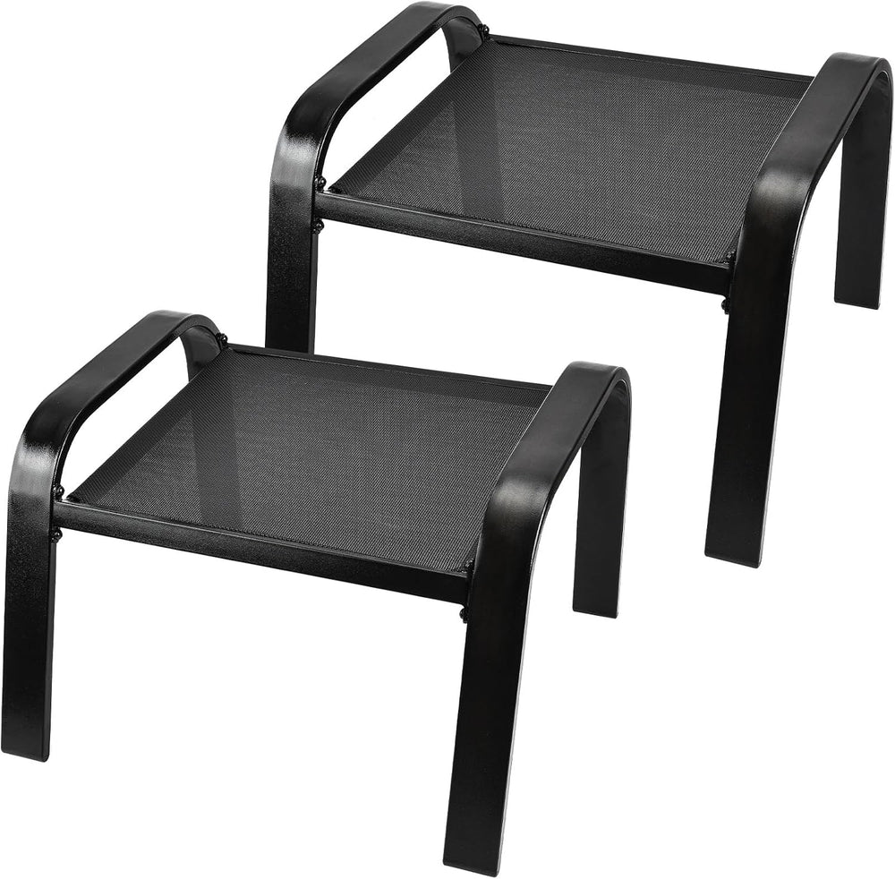 Outdoor Footstools All Weather Ottomans Solid Steel Frame Footrest Seat Side ...