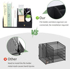 GORESE PU Leather Desk Organizer, File Organizer with Drawer and 4 Compartments, Desktop Organization with Magazine file Holder for Office Supplies, Elegant Gift for Men Who Have Everything, Black