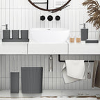Bathroom Accessories Set - Gorgeous Grey Bathroom Set, 10PC Bathroom Accessory Set, Gray Bathroom Accessories Set, Trash Can, Qtip Holder Dispenser & Soap Dispenser