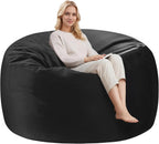 4FT Adult Bean Bag Chair, 4'Comfy Bean Bags, Large BeanBag Chairs | Bean Bag Chairs for Adults with Memory Foam Filled, Washable Cover,Lazy Sofa for Gamming Room,Living Room & Bedroom,Black