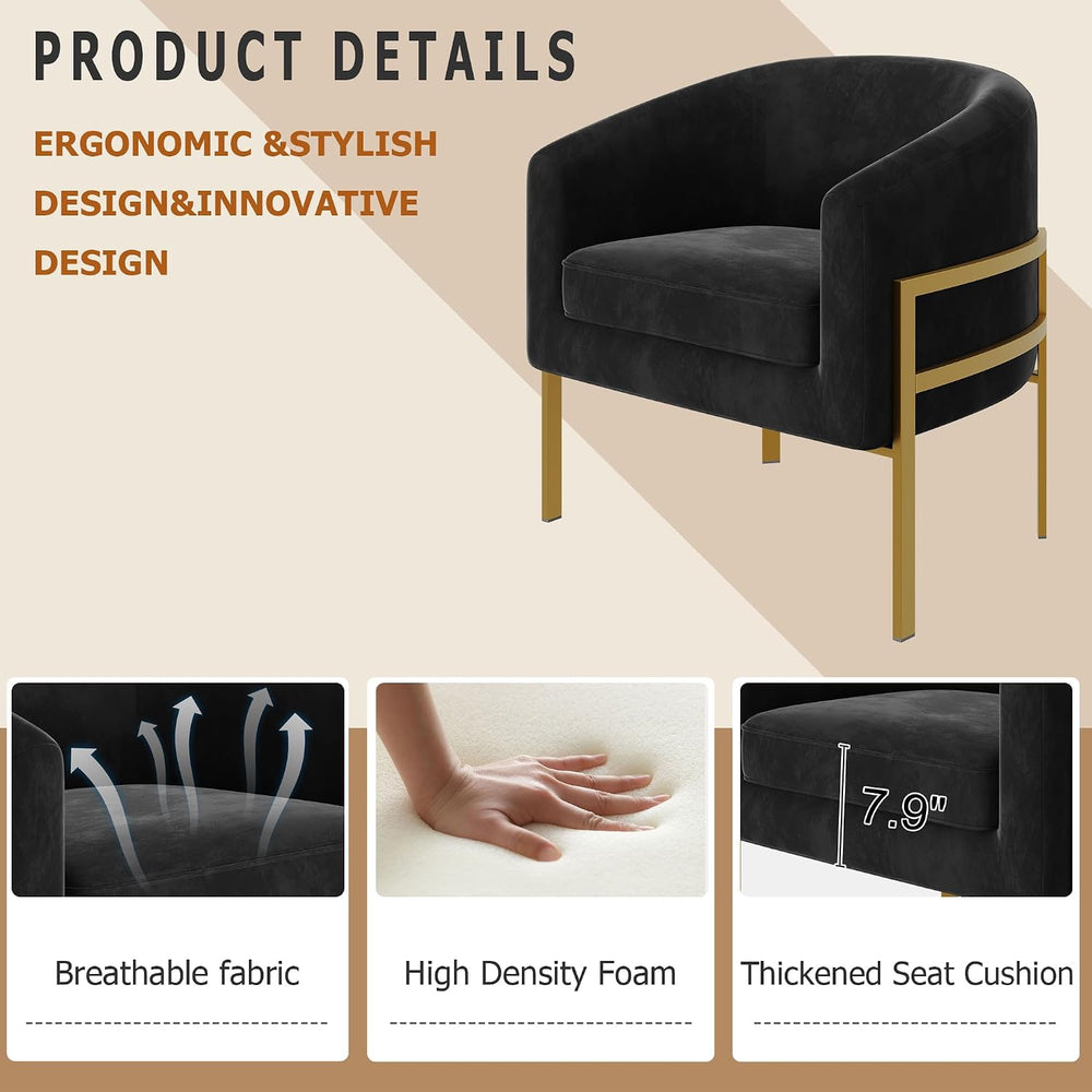 annjoe Accent Chair Barrel Chairs Upholstered Living Room Chair Arm Chairs wi...