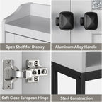 Over The Toilet Storage Cabinet, Bathroom Organizer Over Toilet with Double Doors and Soft Hinges Above Toilet Bathroom Storage Shelf Over The Toilet Storage (Gray)