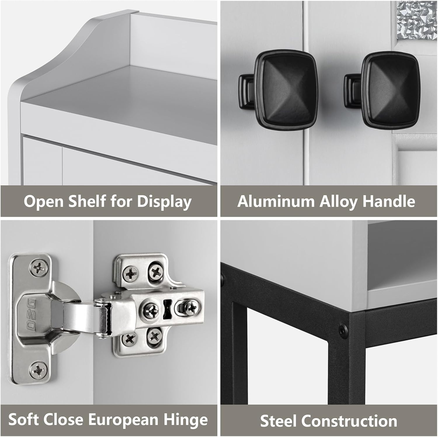 Over The Toilet Storage Cabinet, Bathroom Organizer Over Toilet with Double Doors and Soft Hinges Above Toilet Bathroom Storage Shelf Over The Toilet Storage (Gray)