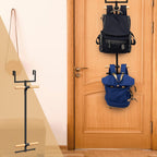 Over The Door Backpack Hanger, Backpack Hanger for Closet, Two Tiered Metal Storage Rack Backpacks Hooks, Heavy Duty Hook Storage for Schoolbag, Easy Installation(Black,1)