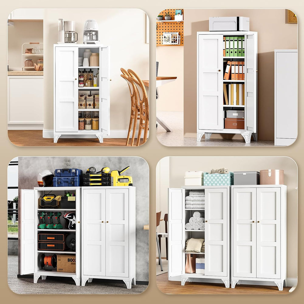 Yizosh Metal Storage Cabinet with Doors and 3 Adjustable Shelves - 47" W...