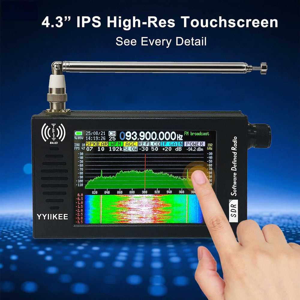 Portable SDR DSP Radio Receiver – 4.3” Touchscreen, 100KHz-149MHz, Full Band ...