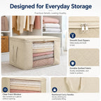 Storage Bags,Clothes Blanket Storage Bins Foldable Closet Organizers with Reinforced Handle for Home Dorm Storage and Organization,Fabric Bags for Organizing Sheets,Clothing (Beige,1)