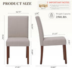Upholstered Dining Chairs Set of 4, Modern Fabric Dining Room Chair, Wooden Dining Chair, Kitchen Side Chairs, Farmhouse Dinner Chair with High Back for Kitchen, Brown