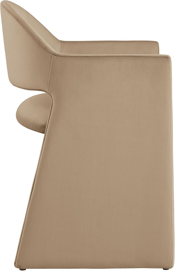 Modway Talia Performance Velvet Dining Armchair in Taupe - Modern Curved Dining Chair with Open-Back - Stain-Resistant Velvet Barrel Chair - Living Room Accent Chair with Arms