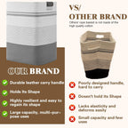 Laundry Hamper, 95L Tall Laundry Basket with Leather Handles, Rectangle Large Clothes Hamper for Organizing, Cotton Woven Laundry Baskets Storage Hampers for Bedroom, Nursery, Living Room
