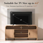 TV Stand for TVs Up to 65'' - [Unique Curved Profile, FSC-Certified Wooden Board] Entertainment Center with Adjustable Shelves and Storage Cabinet Modern Media Console for Living Room