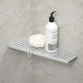 Corner Shower Shelf, Brushed 12" Trapezoid Floating Shelf, 304 Stainless Steel Grid Design Recessed Bathroom Shelf for Tiled Wall, No Drilling
