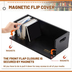 CroBlissful 2 Set Wooden CD Storage Box Holder Shelf Cassette Tape Display Racks with Carrying Handles, Organizer Shelf for Movie Cases, DVDs, Each Set Can Store up to 36 Pcs CDs (Black)