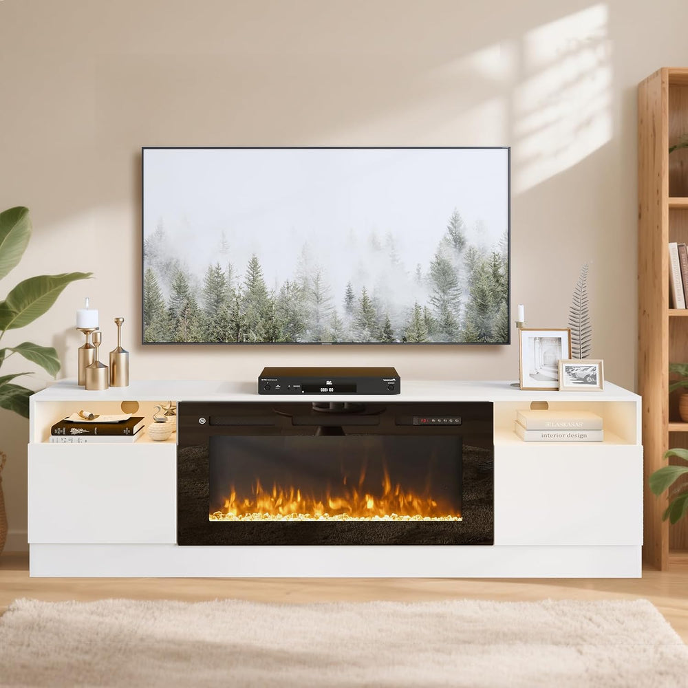 70" TV Stand with 36" Electric Fireplace, Large Modern Media Entert...