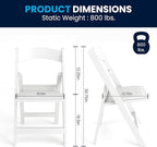Flash Furniture Hercules™ Series Folding Chair - White Resin - 1000LB Weight Capacity Comfortable Event Chair - Light Weight Folding Chair