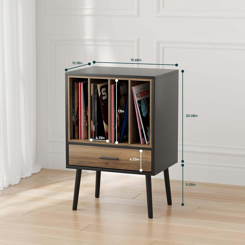 Record Player Stand with Vinyl Record Storage, Turntable Stand with Storage C...