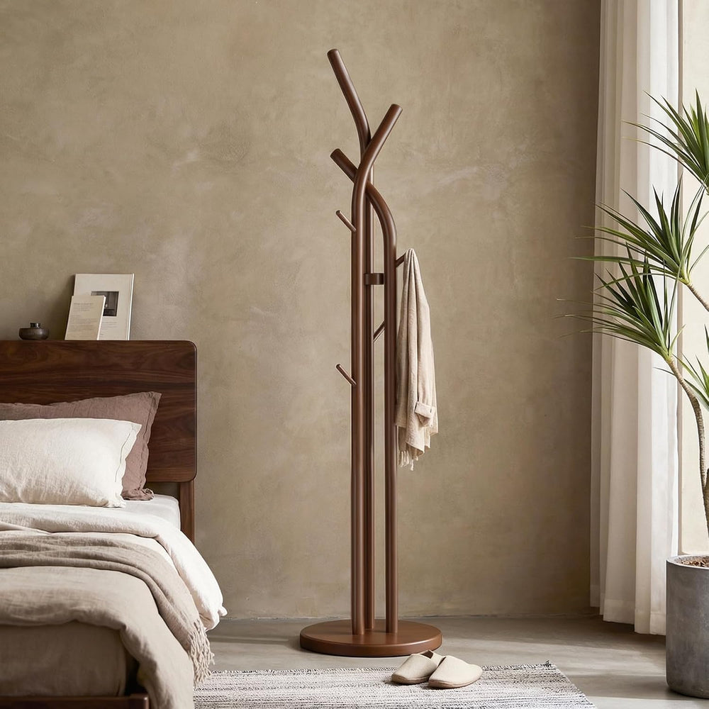 Solid Wood Coat Rack Freestanding Wood Coat Tree Rack with 9 Hooks, Creative ...