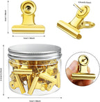 30 Pieces Push Pins Clips Gold Thumb Tacks with Clips for Cork Boards, Bulletin Boards