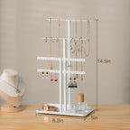 pickpiff Jewelry Stand Organizer, 14.5" Tall Sturdy Metal, 3-TierJewelry Holder for Necklace, Earring, Bracelet, Ring, Hanger for Display and Storage, Aesthetic Room Decor, White
