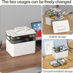 Xyskin 3 Tier Medicine Organizer, Multipurpose Medical Box with Removable Tray, Empty First Aid Kit for Home(White)