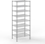 21" Deep x 30" Wide x 74" Height Wire Shelving Kit | 8-Tier | NSF Commercial Storage Rack Unit