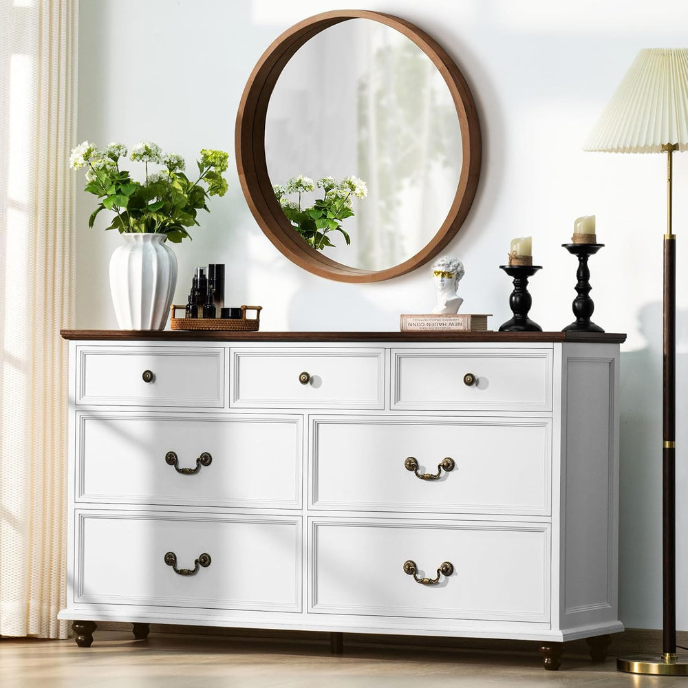 Joaxswe Farmhouse Dresser and Nightstand Sets 3 Piece, Nightstands Set of 2 a...