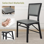 VECELO Folding Chairs Set of 4 with Cushion, Foldable Padded Seats with Heavy Duty Metal Frame for Kitchen/Dining/Living Room, No Assembly & Space Saving Design, Gray & Black