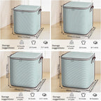 Large Clothes Storage Bins, 4 Pack Foldable Blanket Storage Bags, Storage Containers for with Reinforced Handle and Zippers for Bedroom, Closet, Comforters, Pillows, Toys
