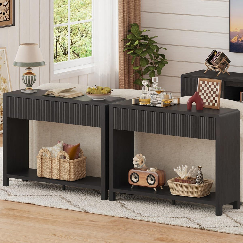 FATORRI Console Entryway Table, Modern Sofa Table with 2 Drawers for Living R...