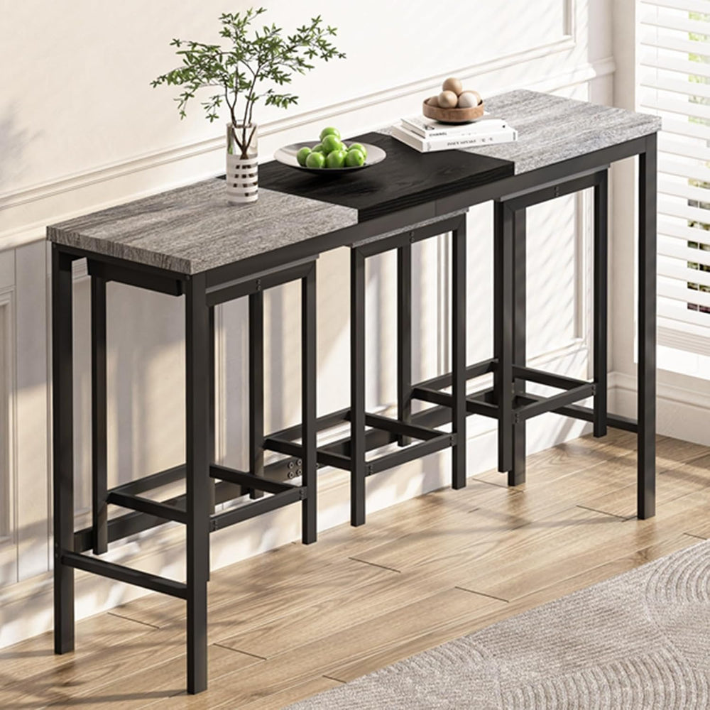 KEIKI 60.24” Long Bar High Top Dining Table and 3 Hanging Stools Chairs Set, ...